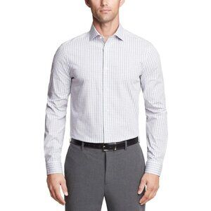 NEW Calvin Klein Men's M Button Down  Dress Shirt White Checker Regular Fit